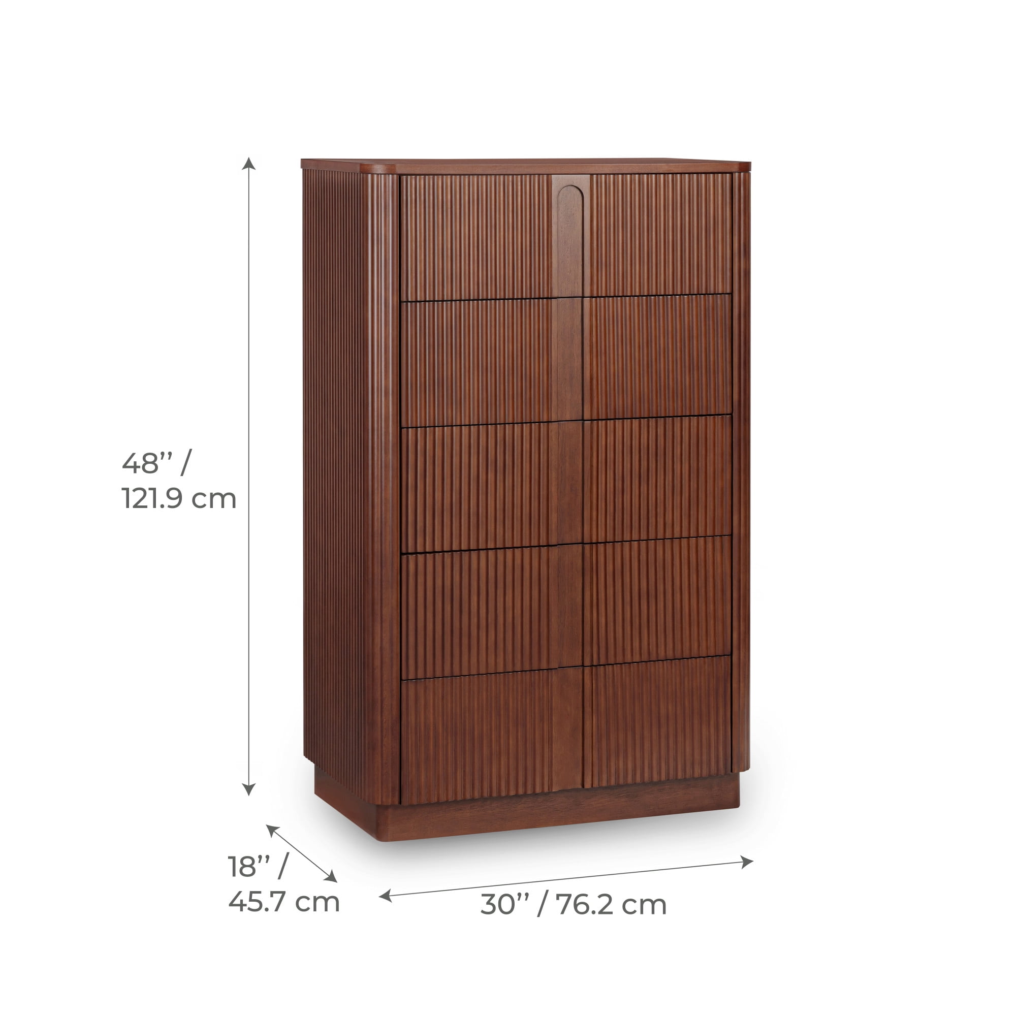 Teamson Home Potomac Modern 5-Drawer Dresser with Push-to-Open Storage, Soft Corners & Solid Wood Frame