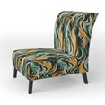 thumbnail image 3 of Designart "Regal Jungle In Orange And Green I" Orange Abstract Upholstered Accent Chair - Modern Arm Chair For Living Room, 3 of 7