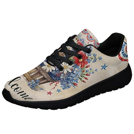 

Happy 4th Of July Flowers Shoes Sneakers Black Size 3.5