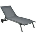 thumbnail image 3 of Costway Patio Lounge Chair Chaise Adjustable Back Recliner Garden W/Wheel Grey, 3 of 10