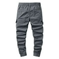 thumbnail image 6 of YUGYXL Men's Cotton Joggers Pants Drawstring Durable Cargo Pants Stretch Waist Button Zipper Hiking Pants Gray M, 6 of 7