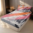 thumbnail image 3 of Erosebridal Orange Pink Brush Strokes Zipper Twin Comforter Sets with Fitted Sheet and 2 Pillowcases, Grunge Watercolor Zipper Bedding Set, Reversible, 3 of 7