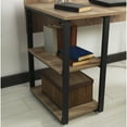thumbnail image 5 of Rasse Black Metal Frame 58" Wooden Top 2 Shelves Writing and Computer Desk for Home Office, Oak, 5 of 6