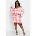 thumbnail image 2 of Rebdolls Women's Plus Plaid Sweater Knit Bodycon Mini Skirt - Pink - 3X, 2 of 5