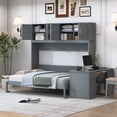 thumbnail image 4 of Harper & Bright Designs Queen Murphy Bed Wall Bed with Desk, Wood Queen Size Cabinet Bed Folding Wall Bed with Storage Shelves and Cabinets for Guest Room Office, Gray, 4 of 16