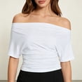 thumbnail image 2 of RUTAYY Women's T-Shirt Solid Color Summer Asymmetrical Waistband Short Sleeve Tee Shirts Warm Weather Breathable Beach Vacation Tees, 2 of 4