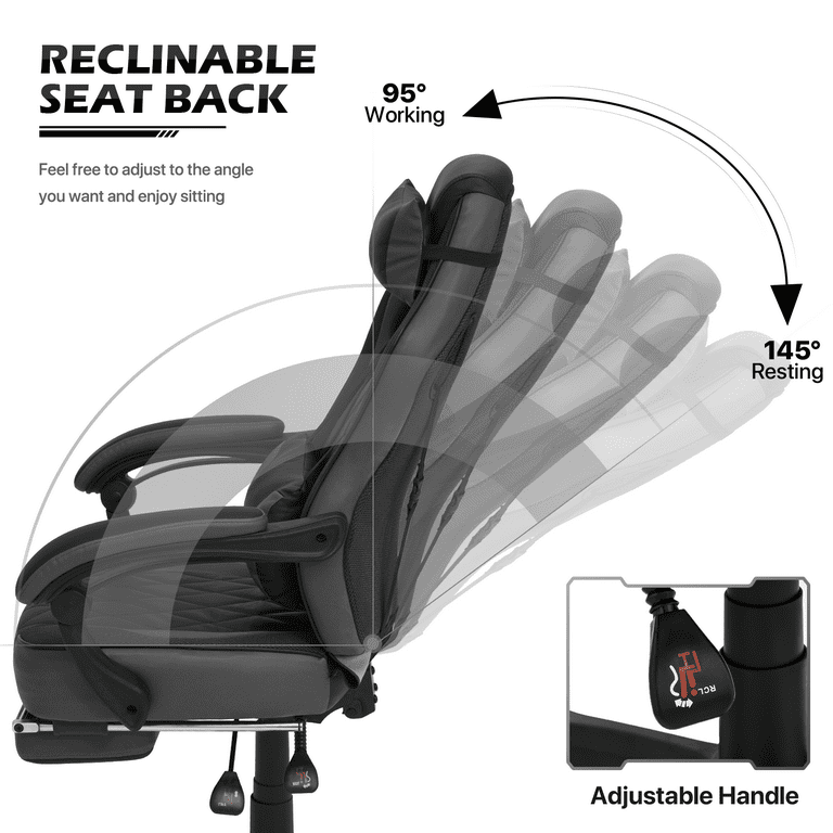 Magshion Computer Desk & Chair Set, Free Standing Laptop Table and  Adjustable Gaming Chair Recliner with Retractable Footrest & Lumber Support  for Home Office, Black 