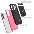 thumbnail image 2 of Heavy Duty Case for Samsung Galaxy S23 Plus Rugged PC Armor Credit Card Slot Holder Kickstand Bracket Cover, Military Grade Dual-Layers Shockproof Anti-Scratches Lens Protection Case,Pink, 2 of 9