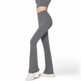 thumbnail image 5 of Women's High-Waist Flared Leggings with Stretch Fabric and Contoured Fit - Large, Gray, 5 of 6