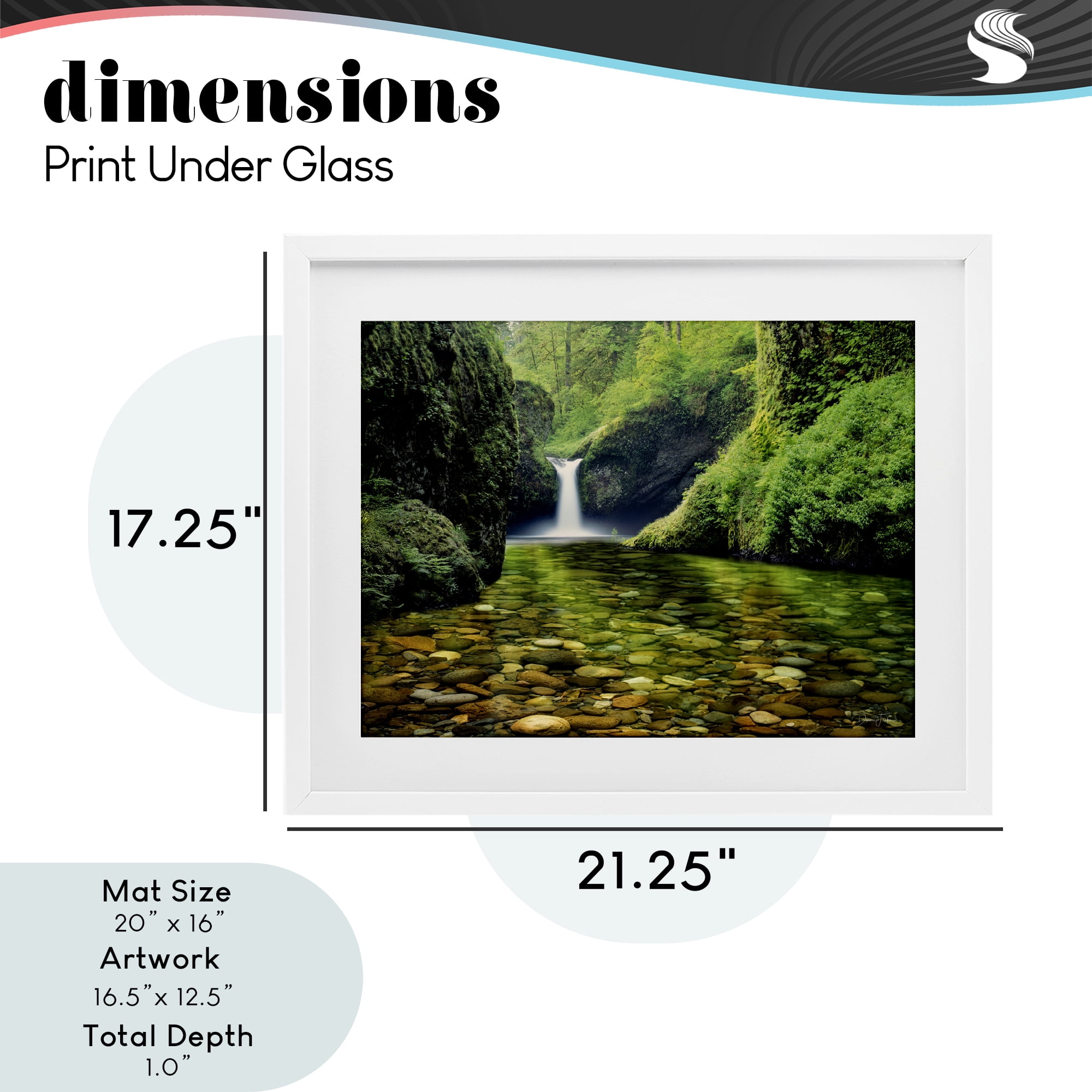 Stupell Industries Punchbowl Falls in Emerald Forest White Framed Print Under Glass, design by Dennis Frates