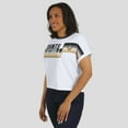thumbnail image 5 of Women's WEAR by Erin Andrews White New Orleans Saints Cropped Center Stripe Dolman T-Shirt, 5 of 6