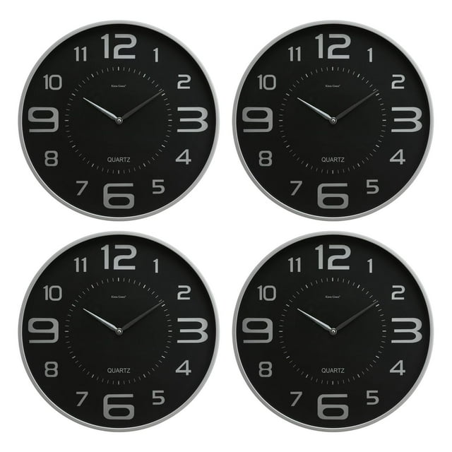 kieragrace Austin Wall Clock - 18"- Silver, Set of 4