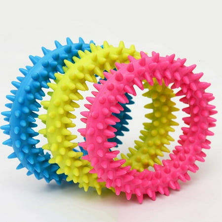 SPRING PARK Dog Chewing Ring, Soft Durable Rubber Ring,Dog Molar Toy, Deep Cleaning Ring for Teeth， Chewing Biting Chasing Training Pet Toy for Small and Medium Dog Puppy