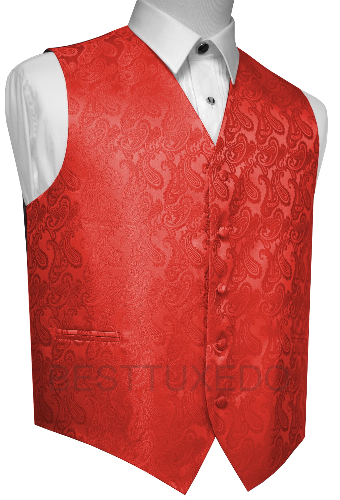 Tuxedo Vest in Coral Paisley Prom Brand Q Mens Formal Wedding