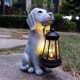 thumbnail image 1 of Estatua de jardín de perro solar Qobumy con farol LED para exteriores, 1 of 7