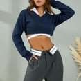 thumbnail image 3 of KOMOO Women Ribbed Knit Crop Top Long Sleeve Cropped Sweater Solid Color Casual Knitted Crop Pullover, 3 of 9