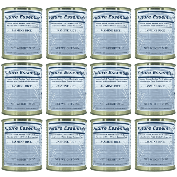 (Pack of 12 Cans) Future Essentials Freeze Dried Long 25 Years  Shelf Life Emergency Food Jasmine Rice #2.5/24oz/Can ✅
