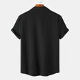 thumbnail image 4 of IYTR Mens Beach Shirts Solid Color T-shirts Short Sleeve Button Turndown Collar Shirts Comfy Linen Shirts Black M, 4 of 6