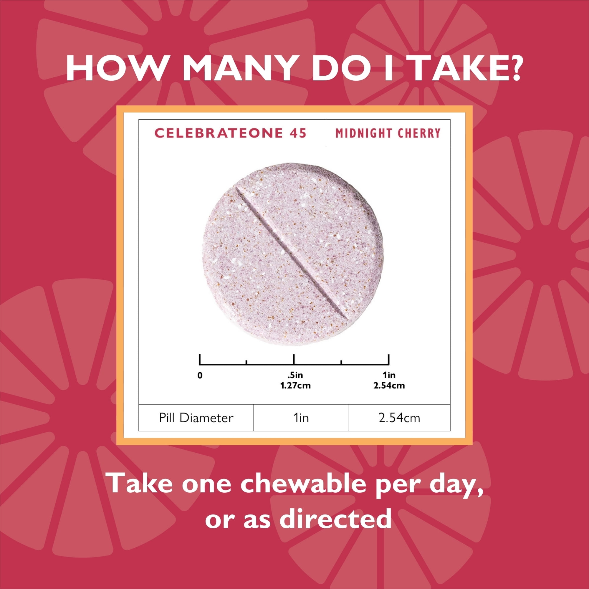 Celebrate Vitamins CelebrateONE 45 Once Daily Bariatric Multivitamin with Iron Chewables, 45 mg of Iron, Midnight Cherry, 30 count