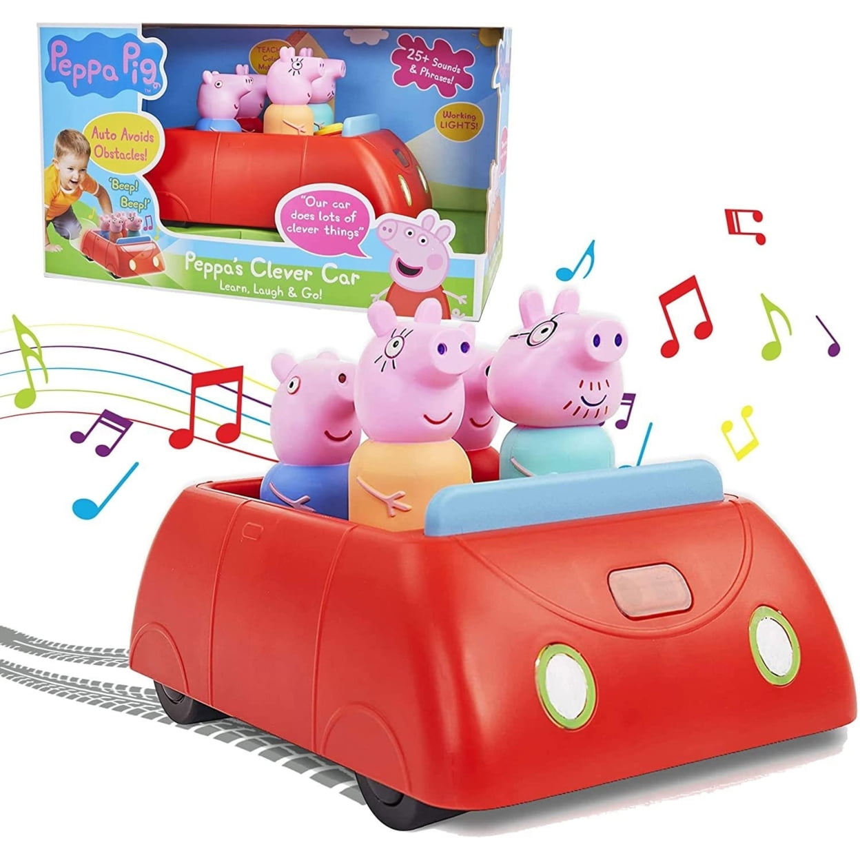 Peppa Pig's Family Red Clever Car Lights Sounds George Daddy Mummy Pig WOW! Stuff -