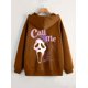 thumbnail image 4 of Sudadera Con Capucha Y Cremallera Con Estampado De Letras Y Gráficos De Fantasmas, Sudadera Informal De Manga Larga Con Cordón, Ropa De Mujer, 4 of 4