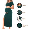thumbnail image 5 of Bearsland Women's Short Sleeve Maternity Dress Ruched Split Pregnancy Maxi Dresses 2-Pack, 5 of 6