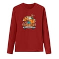 thumbnail image 4 of Odeerbi Thanksgiving Shirts For Women Fashion Round Neck Long Sleeve Print Casual T-shirt Blouse Red, 4 of 6