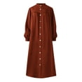 thumbnail image 3 of ZANZEA Women Casual Solid Lantern Sleeve Buttons Muslim Maxi Dress FZH, 3 of 11