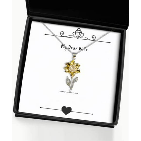 Nice Wife Sunflower Pendant Necklace, You are My Everything and I Can't, Gifts for Wife, Present from Husband, Jewelry for Wife, Wife Birthday Gift, Wife Birthday Present, Gift for Wife on Birthday,