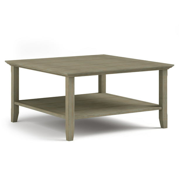 Wide Square Rustic Coffee Table, 36 Inch Long Coffee Table