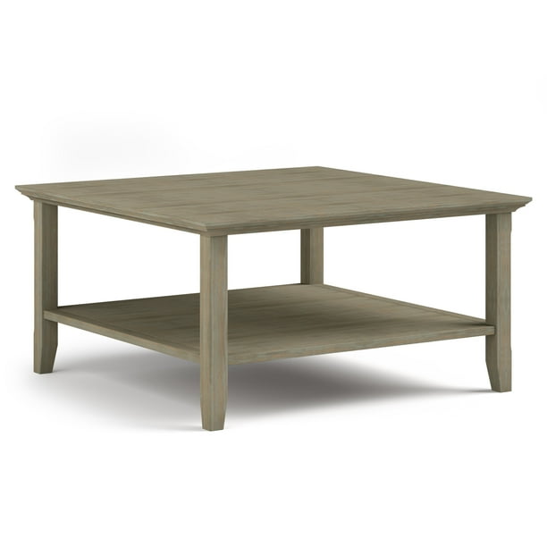 Brooklyn Max Brunswick Solid Wood 36 Inch Wide Square Rustic Coffee Table In Distressed Grey Com Wide Square Rustic Coffee Table, 36 Inch Long Coffee Table