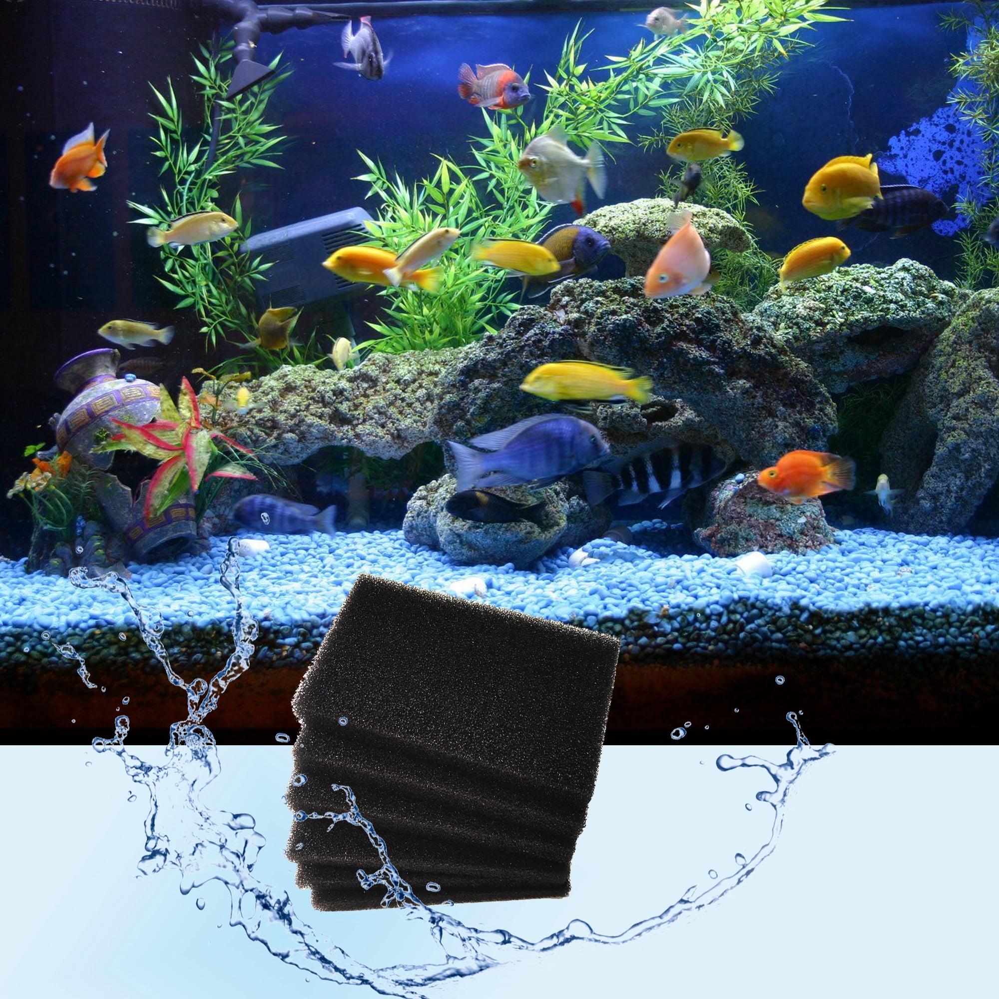 Qzbhct 12 Pack 2 Size Aquarium Bio Filter Media Sponge Foams, 6.28 x 4 x 0.78 inch 6.28 x 5.5 x 0.78 inch Cut-to-Size Foam