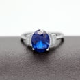 thumbnail image 4 of 2.5ct Oval-Shaped Dark Blue Stone Ring, 925 Sterling Silver Engagement Ring for Women (Size 7), 4 of 7
