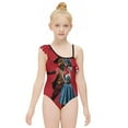 thumbnail image 3 of 2024 Joker Folie A Deux One-Piece Swimsuit for Girls Adjustable One Shoulder Ruffled Swimwear Summer Beach Kids Bathing Suits Sizes 6-12Y, 3 of 7