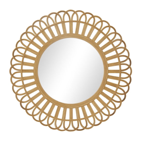DecMode 35" x 35" Brown Handmade Starburst Wall Mirror