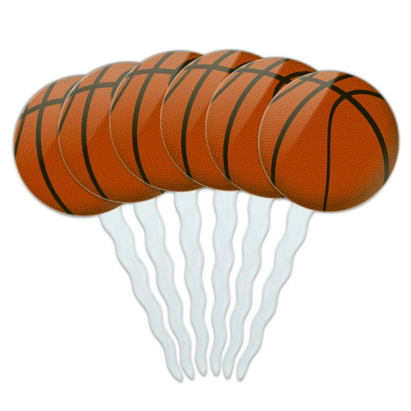 Basketball Cupcake Picks Toppers - Set of 6