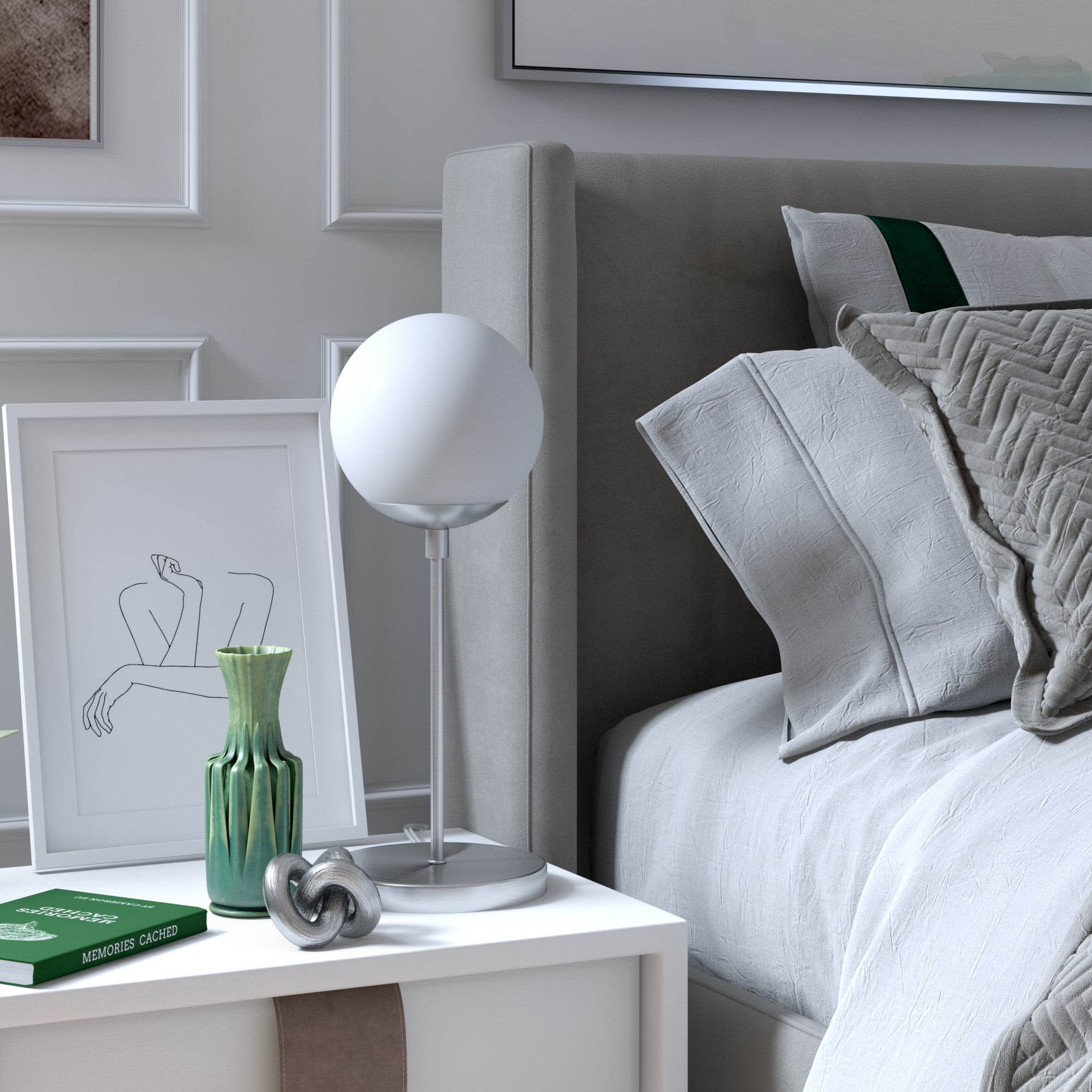 Evelyn&Zoe Contemporary Metal Globe & Stem Table Lamp