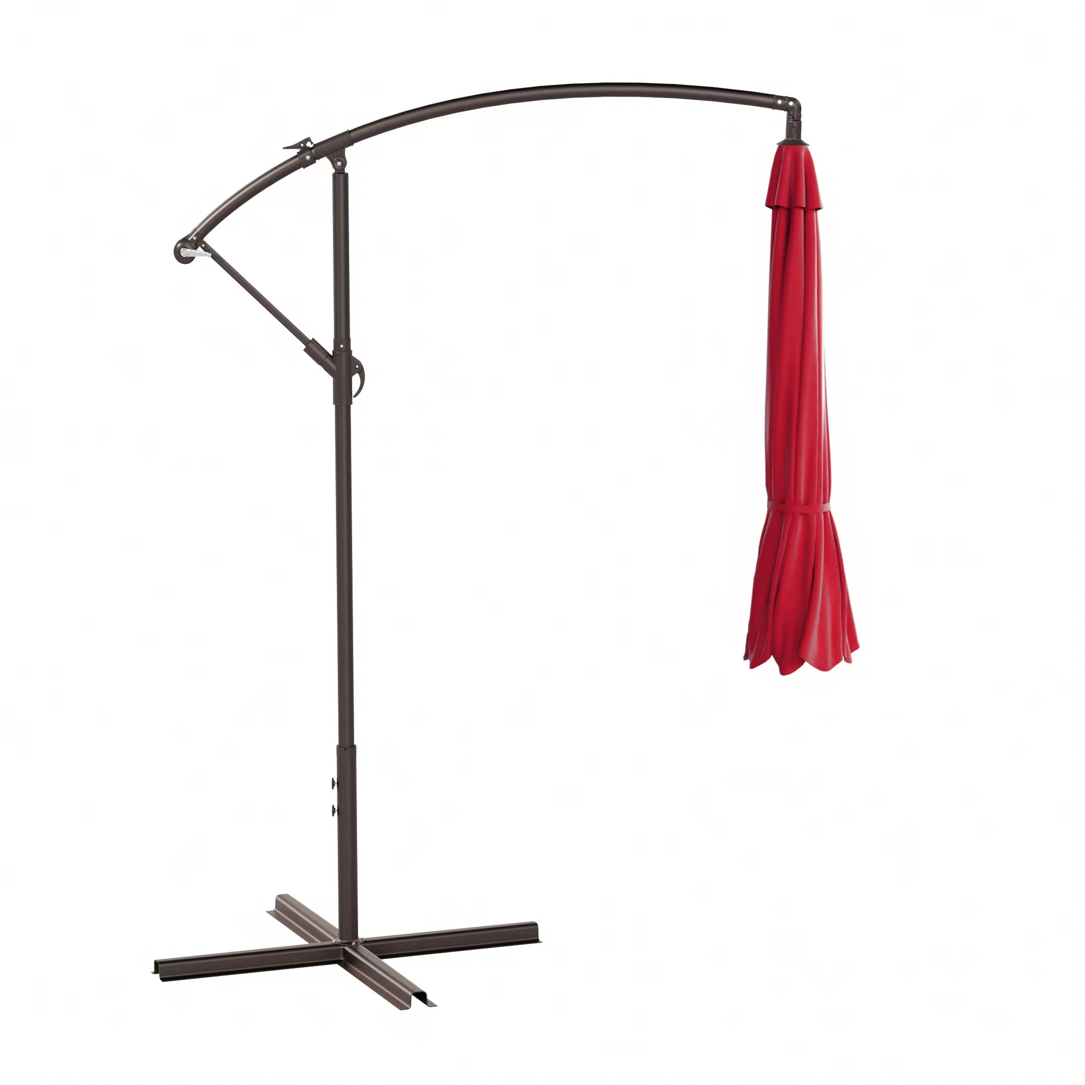 WestinTrends Julia 10 Ft Outdoor Patio Cantilever Umbrella with Base Included, Market Hanging Offset Umbrella with 4-Pieces Fillable Base Weight, Red