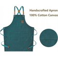 thumbnail image 5 of Kitchen Apron For Men And Women Chefs, With Large Pockets, Cotton Canvas Cross Back, Heavy-Duty Adjustable Work Apron (Green), 5 of 5