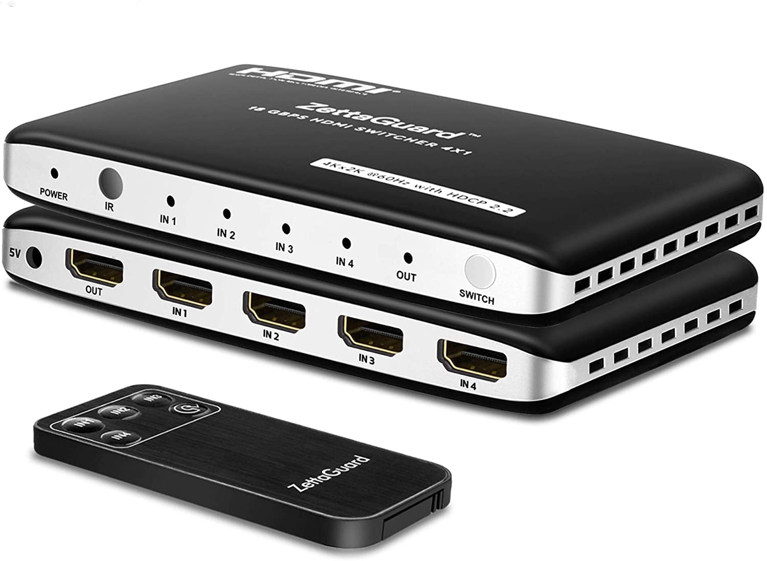 Zettaguard 4k 60hz 4 Port 4 X 1 Hdmi 2 0 Switch With Ir Remote Control Supports 18gbps 4k X 2k 3d Hdcp 2 2 Zw412 Walmart Com Walmart Com