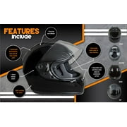 FUEL Adult Full-Face Motorcycle Helmet DOT Approved Gloss Black, Large
