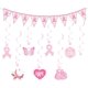 thumbnail image 1 of Decoraciones para concientizar sobre el cáncer de mama, banderines de cinta rosa, colgantes de pared, mariposas, pájaros y remolinos., 1 of 6