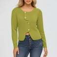 thumbnail image 2 of SGMVNU Cropped Cardigan Sweaters for Womens Button Up Long Sleeve Crewneck Fall Dressy Casual Knit Sweater Jackets(Green, One Size), 2 of 4