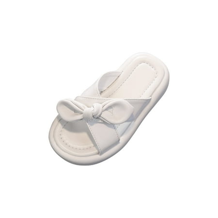 

Honeeladyy Toddler Kid Shoes Toddler Shoes Baby Girls Cute Fashion Solid Color Bow Non-slip Soft Sole Beach Sandals Slippers White Discount