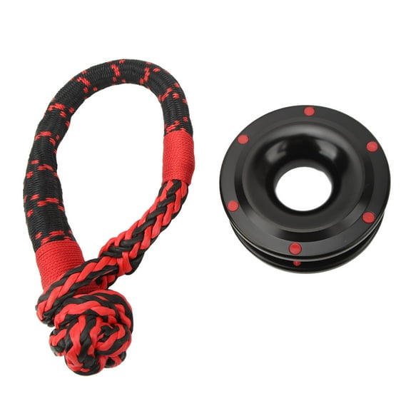 TKSE Rope Retention Pulley, Soft Aluminum Alloy Nylon Rope Shackle Combo 22000lbs Heavy Duty for Off Road ATV UTV Trailer Truck SUV Recovery