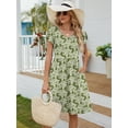thumbnail image 2 of Chiclily Summer Dresses for Women Ruffle Sleeve Midi Dress Boho Beach Sundress with Pockets, Green Roses XL, 2 of 7