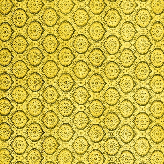 Ahgly Company Indoor Square Abstract Yellow Modern Area Rugs, 7' Square