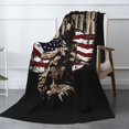 thumbnail image 3 of XMXT Throw Blankets, American Soldier Print Bed Blanket for Bedroom Sofa, 50 x 70 inches Black, 3 of 9
