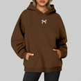 thumbnail image 2 of YUELONGHU Women Casual Hoodie V Neck Sweatshirt Women Plus Size Women's Fashion Casual Bow Print Pocket Hoodie S, 2 of 5