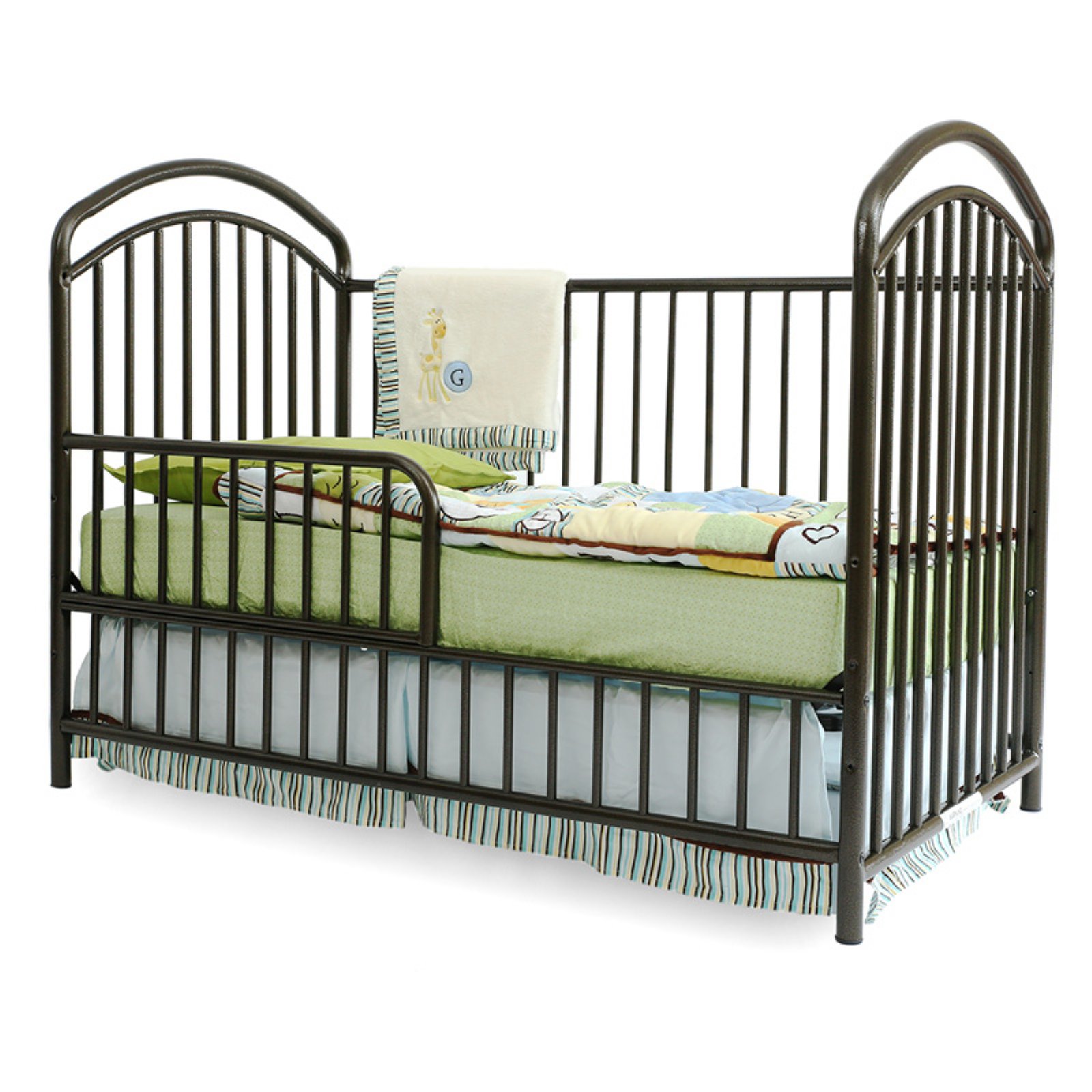 LA Baby Mariposa 3 in 1  Full Sized Metal Crib, Blue